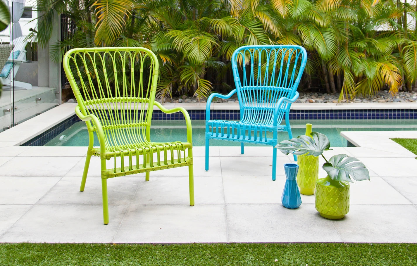 New England Adironack Woven Blue Green Orange Garden Chair