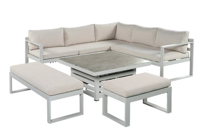 Orlando 8 Seater Aluminium Garden Sofa Luxury Lounge Set With Up-Down Glass Table