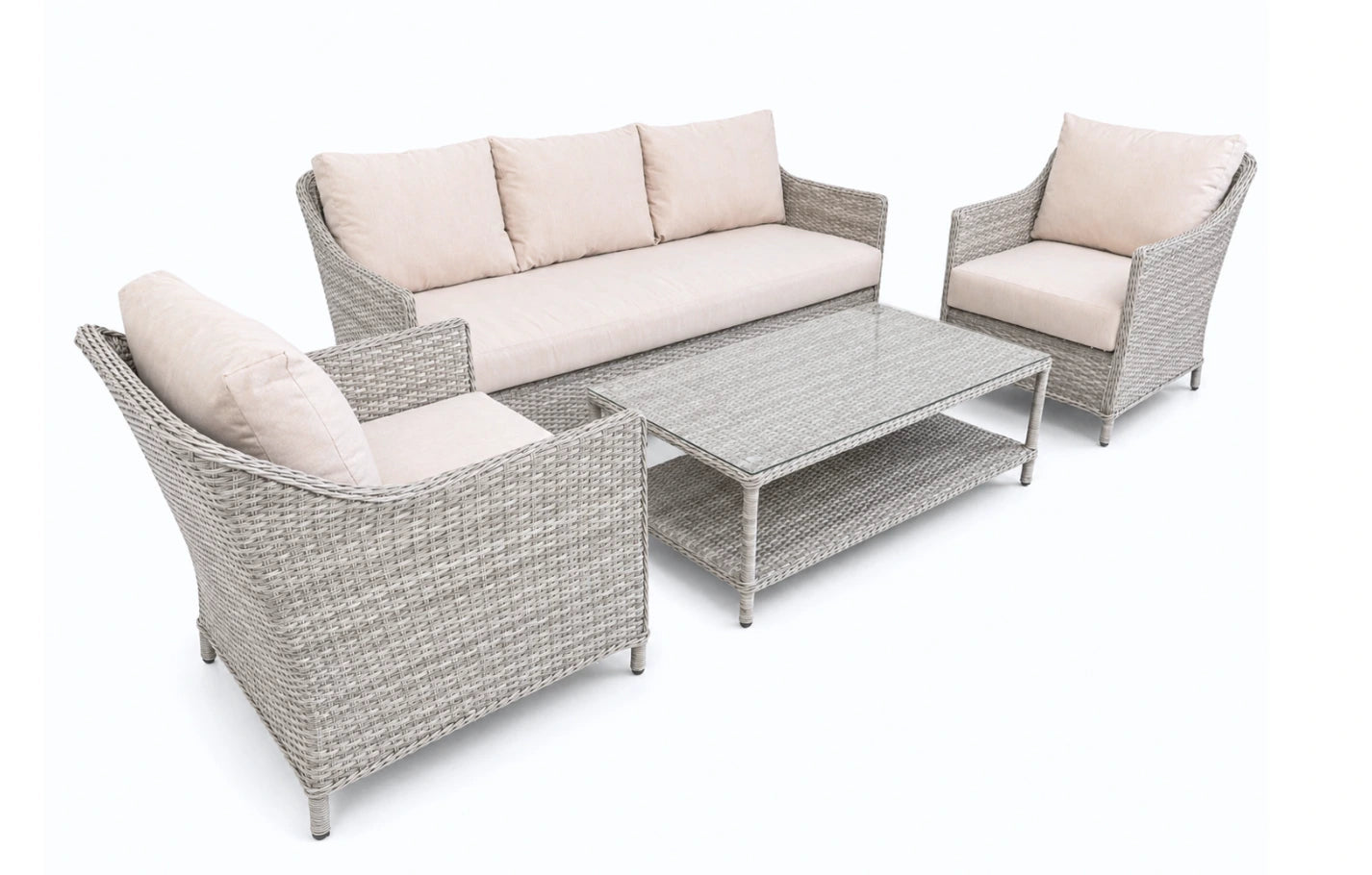 Oxford 5 Seater Rattan Sofa and Armchair Garden Set