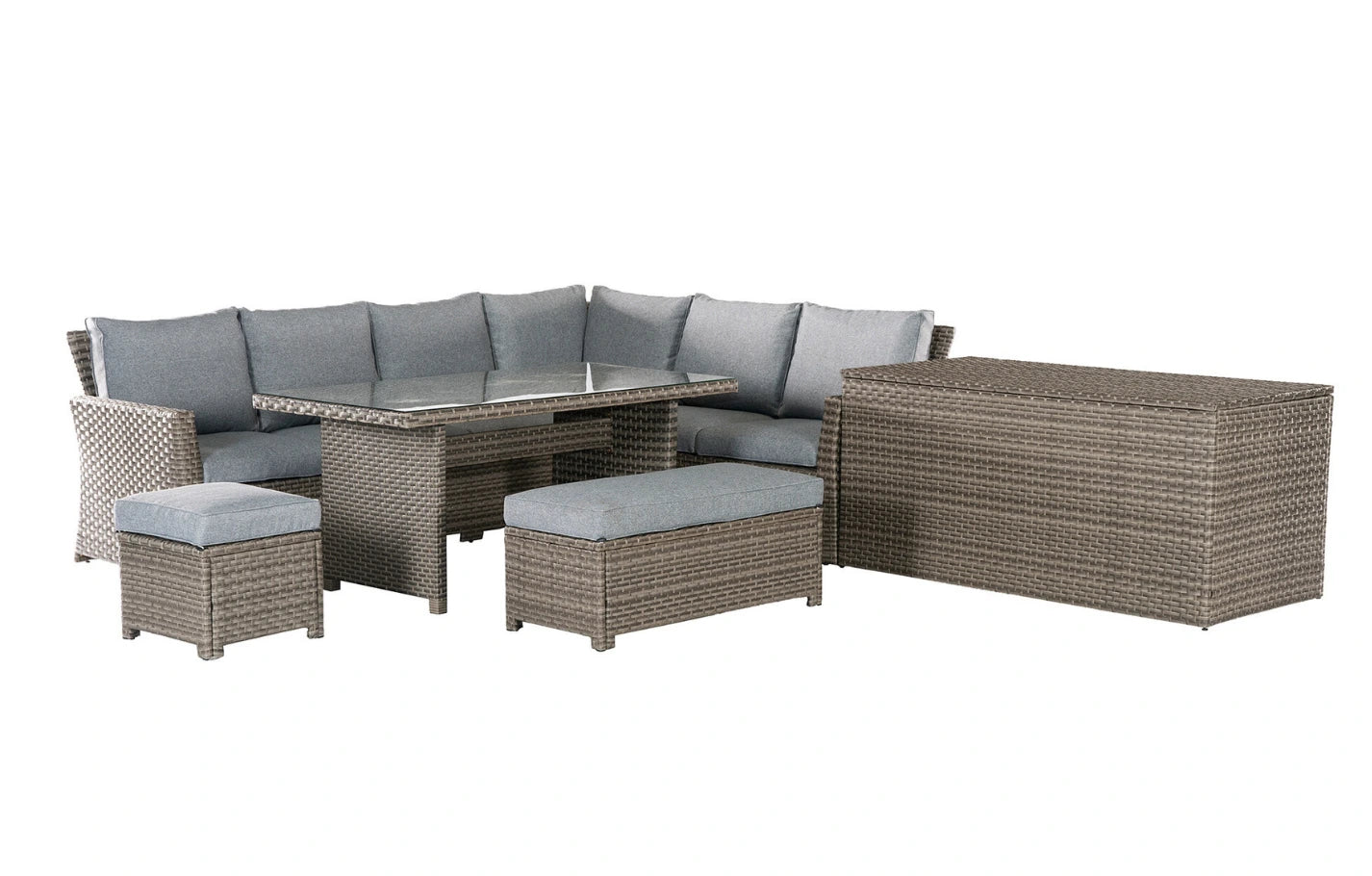 Palma Grey Rattan Garden Lounge Set, Cover and Cushion Box Bundle