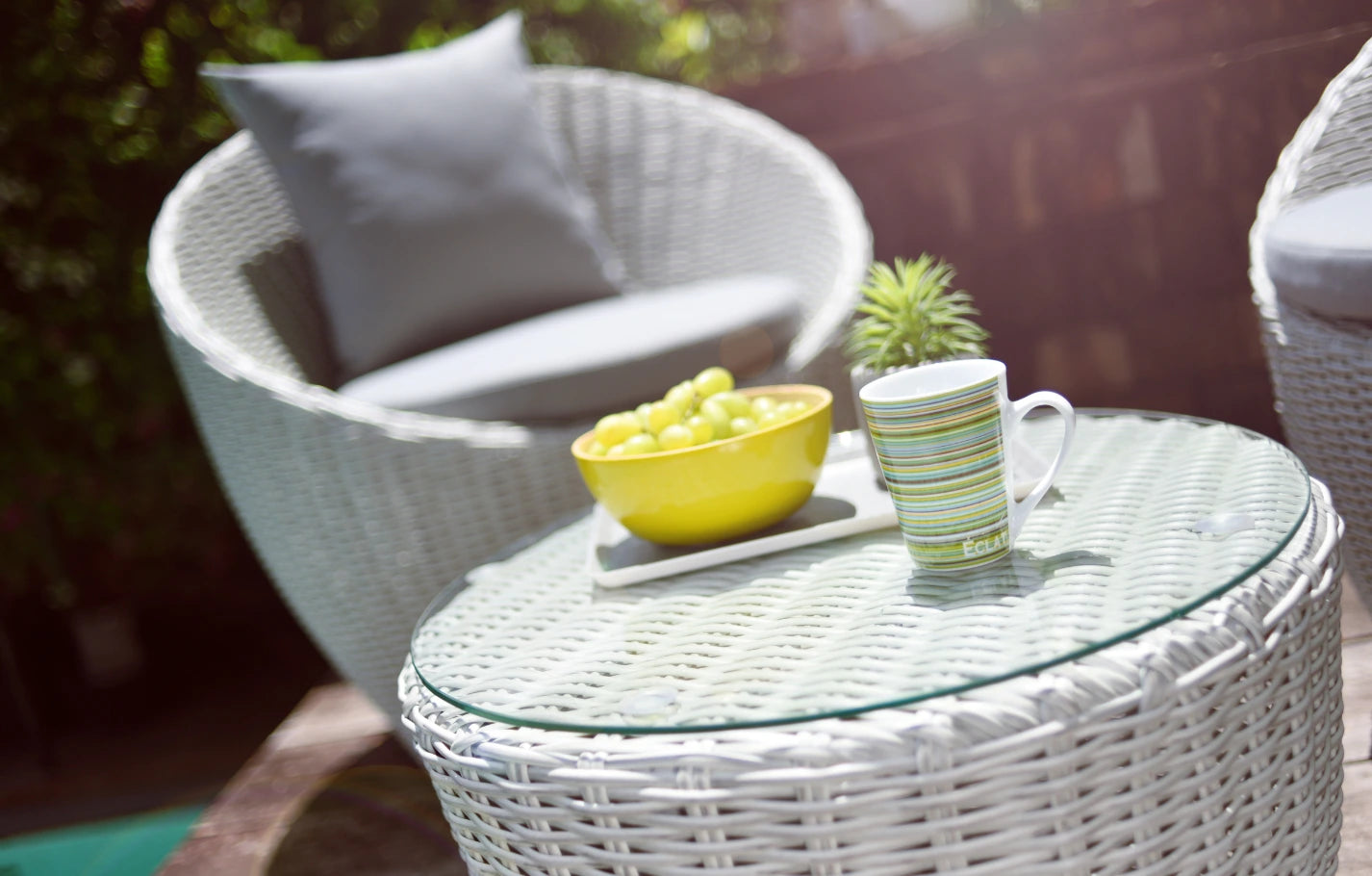 Pod 2 Seater Round Rattan Balcony Bistro Garden Set