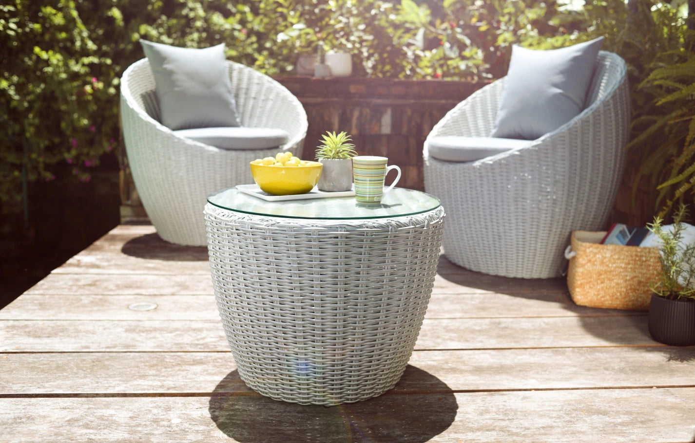 Pod 2 Seater Round Rattan Balcony Bistro Garden Set