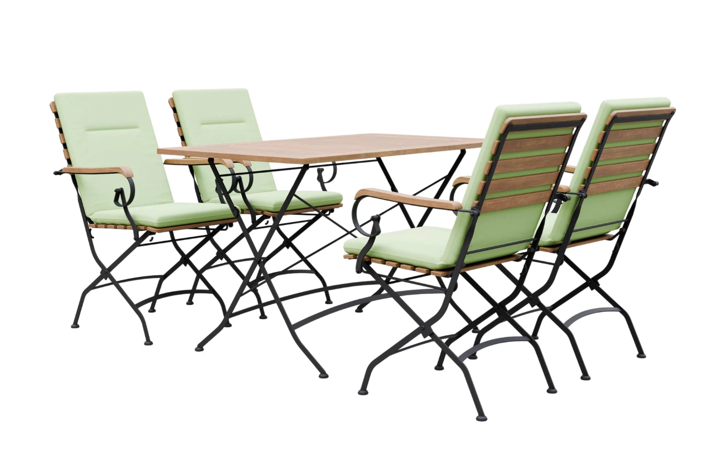 Sicily 4 Seater Teak and Wrought Iron Rectangular 120cm Garden Dining Set - MINT Outdoor