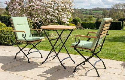 Sicily 2 Seater Teak and Wrought Iron Round 70cm Garden Dining Set - MINT Outdoor