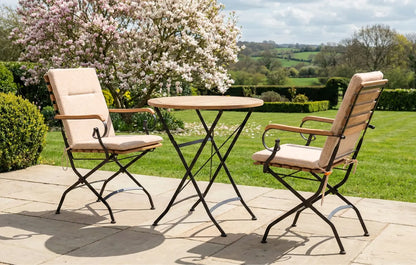 Sicily 2 Seater Teak and Wrought Iron Round 70cm Garden Dining Set - MINT Outdoor