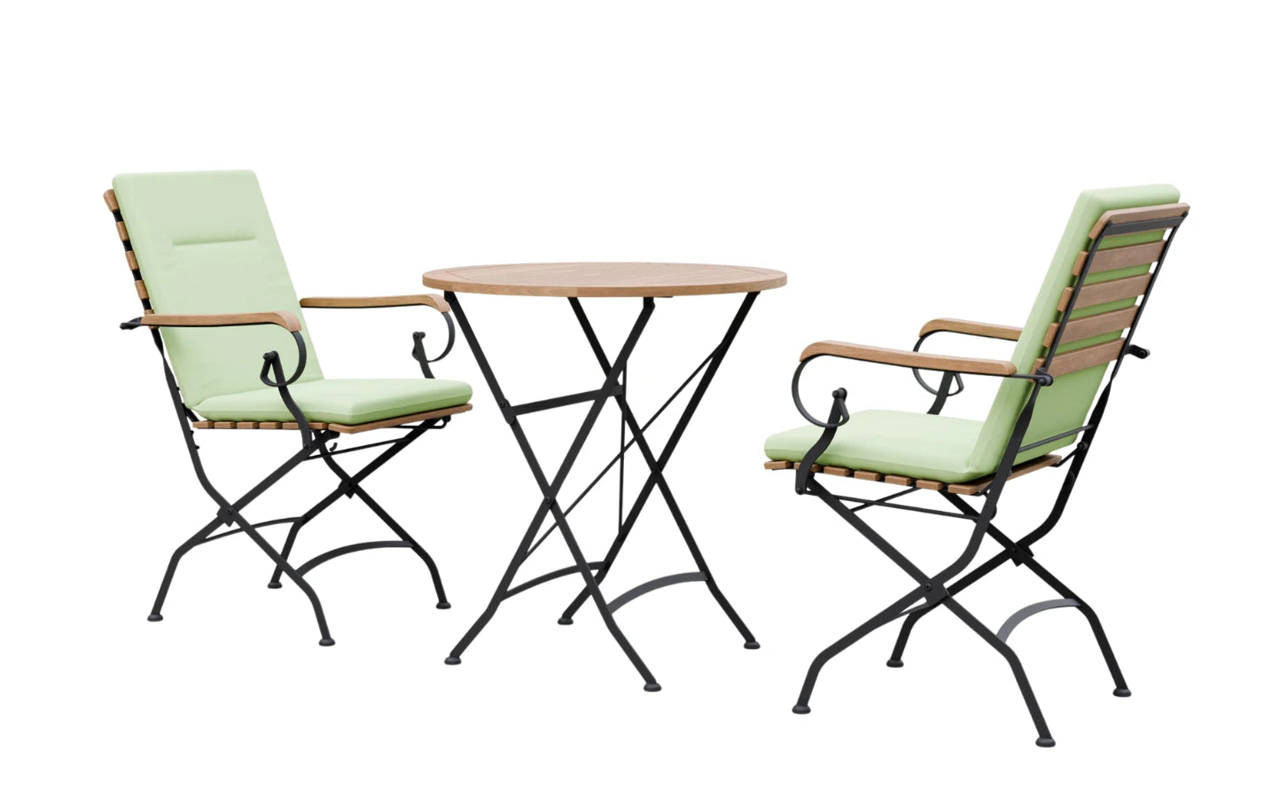 Sicily 2 Seater Teak and Wrought Iron Round 70cm Garden Dining Set - MINT Outdoor