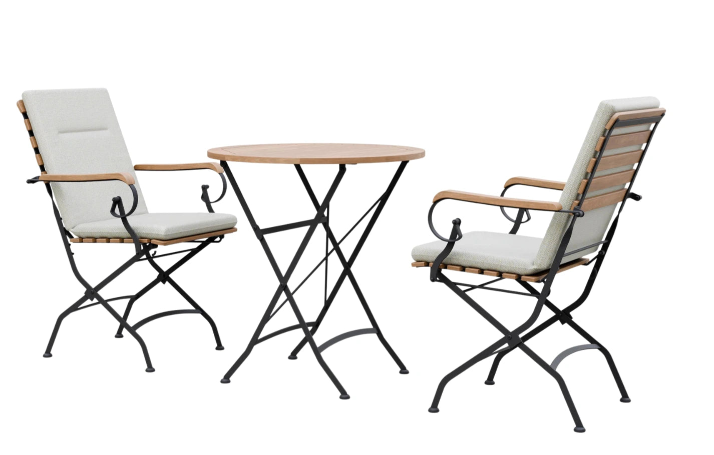 Sicily 2 Seater Teak and Wrought Iron Round 70cm Garden Dining Set - MINT Outdoor