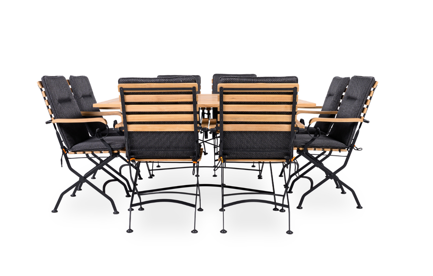 Sicily 8 Seater Teak and Wrought Iron Square 140cm Garden Dining Set - MINT Outdoor