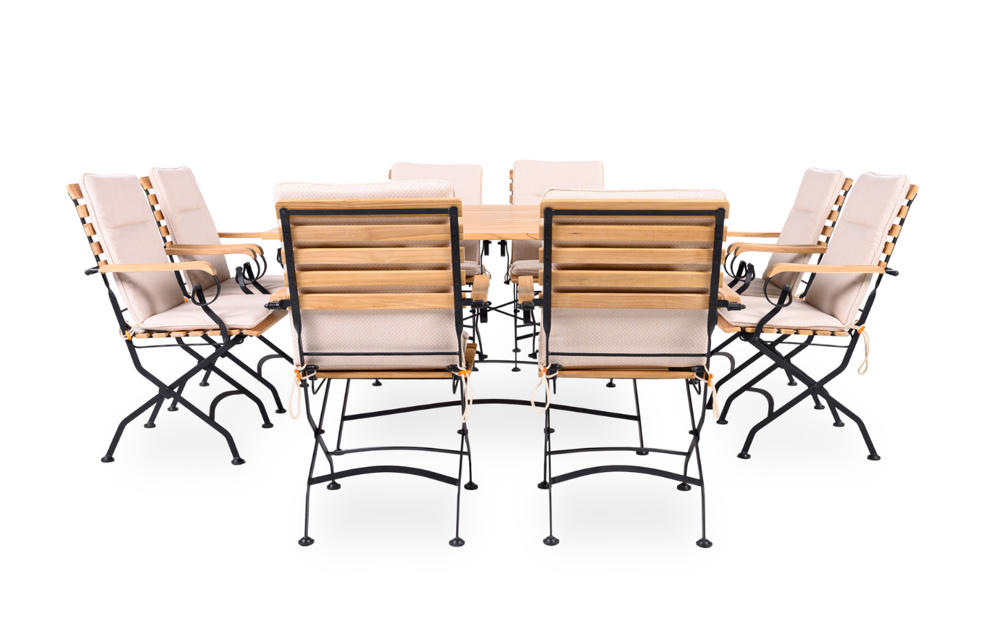 Sicily 8 Seater Teak and Wrought Iron Square 140cm Garden Dining Set - MINT Outdoor