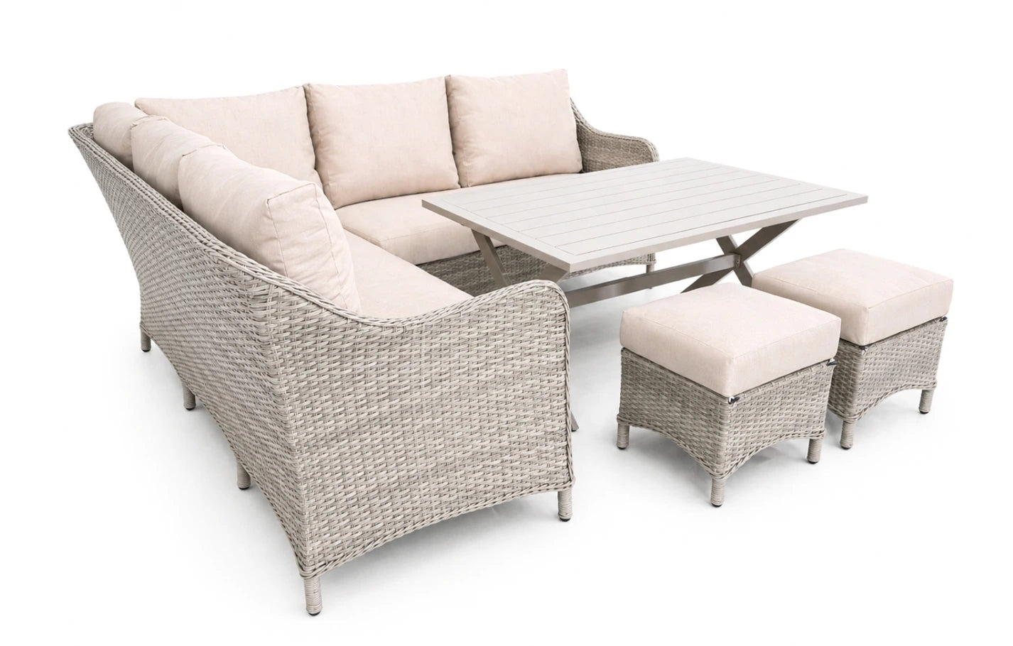 Sorrento 7 Seater Rattan Corner Sofa Lounge and Dining Garden Set
