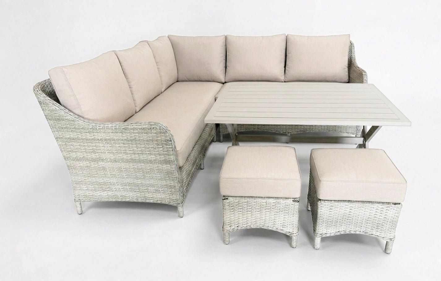 Sorrento 7 Seater Rattan Corner Sofa Lounge and Dining Garden Set - MINT Outdoor