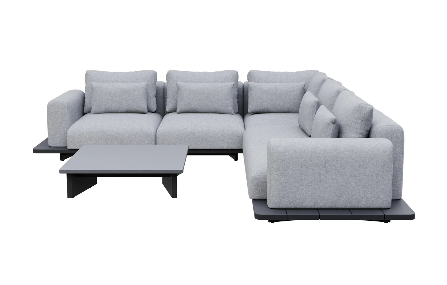 Wren Grey 5 Seater Aluminium Corner Lounge Set With Concrete Table - MINT Outdoor