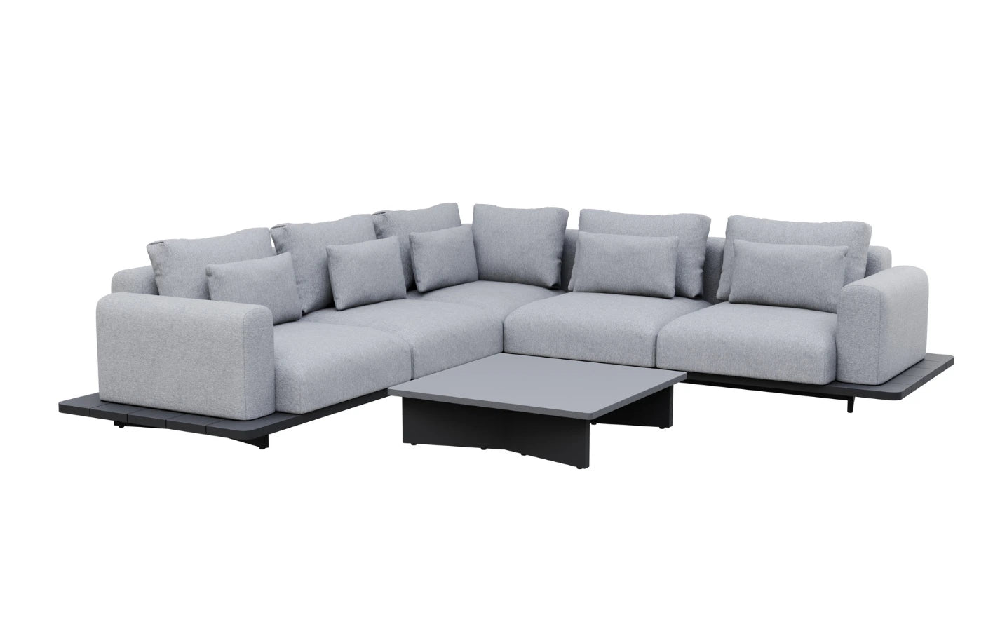 Wren Grey 5 Seater Aluminium Corner Lounge Set With Concrete Table - MINT Outdoor