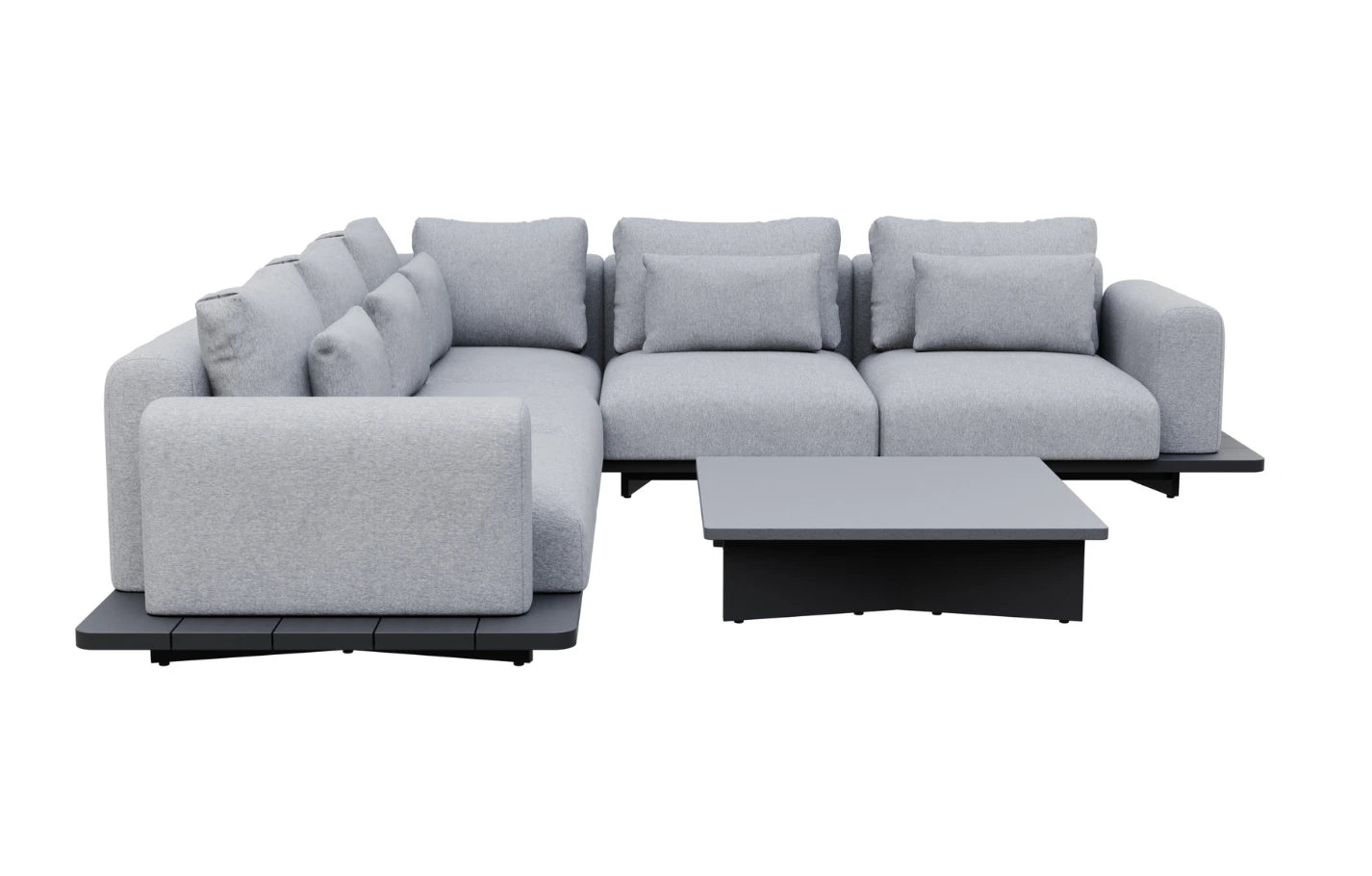 Wren Grey 5 Seater Aluminium Corner Lounge Set With Concrete Table - MINT Outdoor