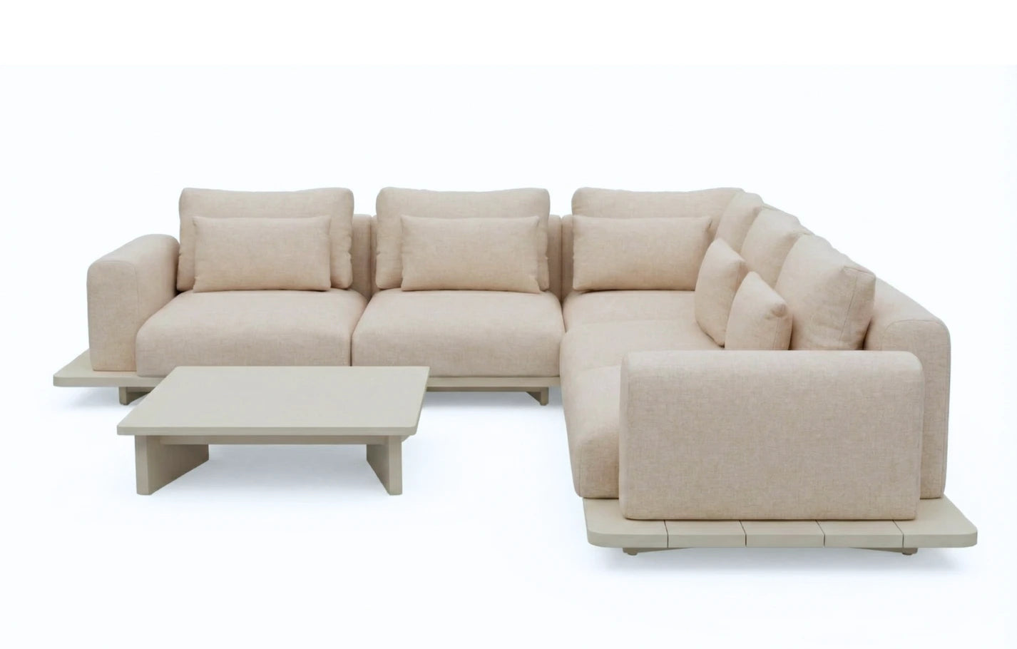 Wren 5 Seater Aluminium Corner Sofa Set With Concrete Table