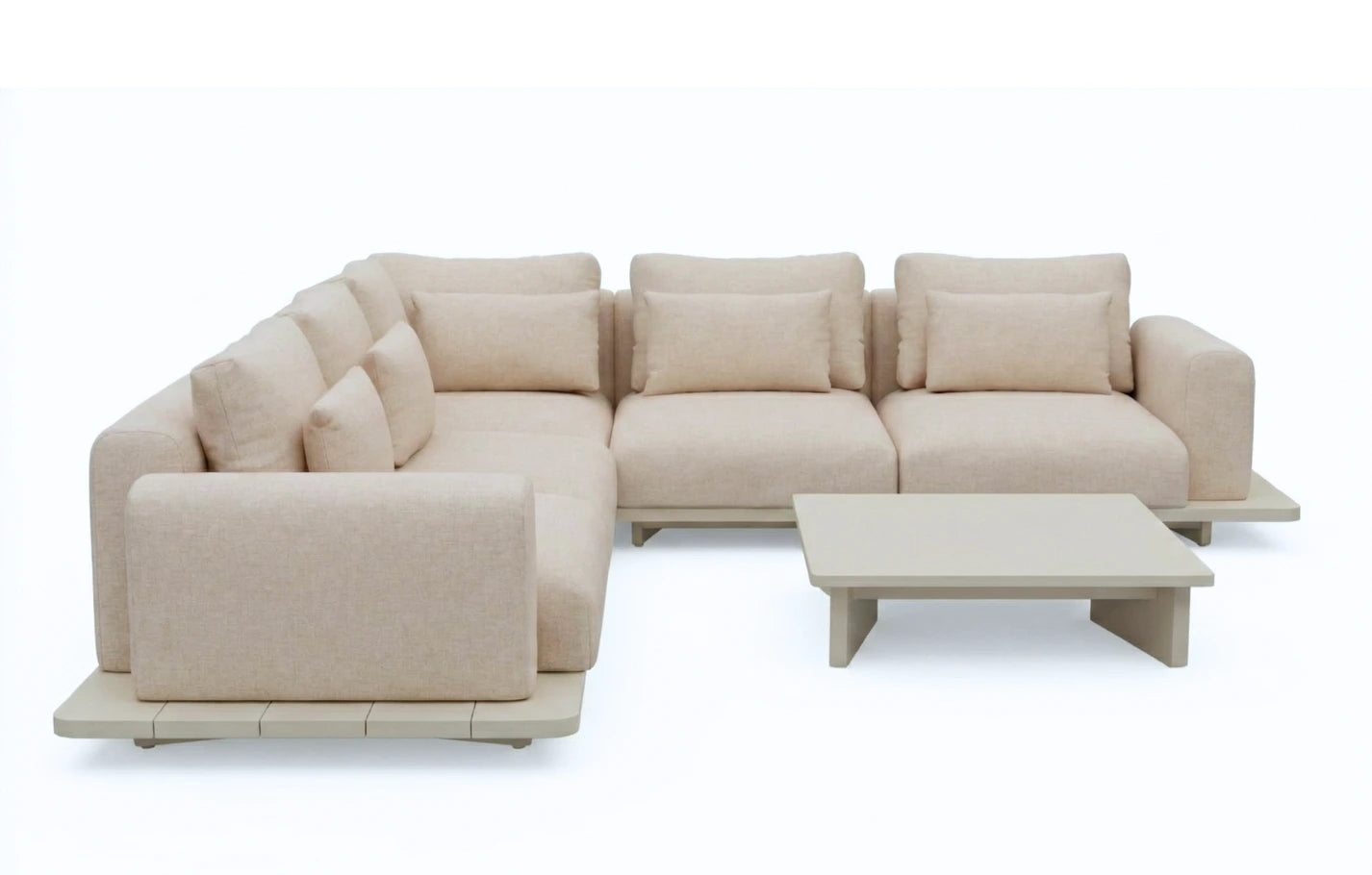 Wren 5 Seater Aluminium Corner Sofa Set With Concrete Table