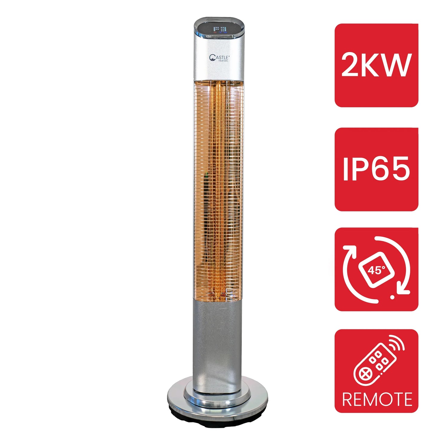 2KW LED Touchscreen Rotating Upright Infrared Heater UP-20 Outdoor IP65