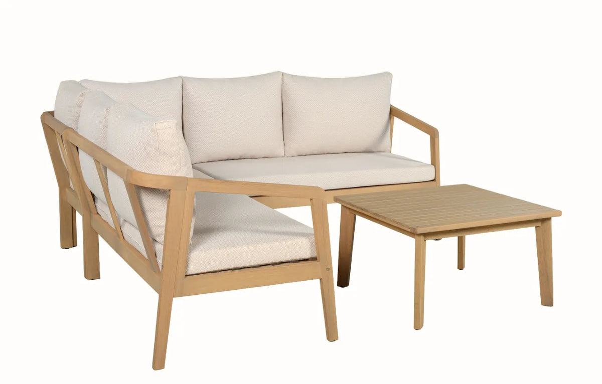 Tuscany 5 Seater Terra Madera Wooden Corner Garden Sofa Set