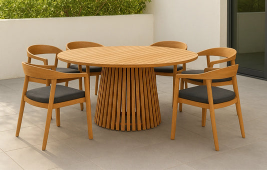 Winslow 140cm 6 Seater Wooden Garden Dining Set - MINT Outdoor